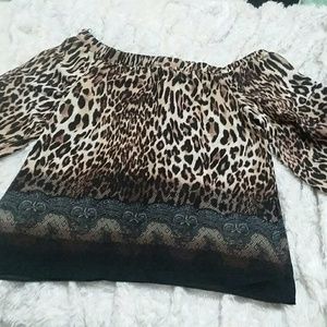 Off the shoulder leopard print blouse